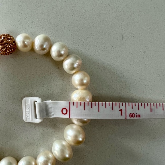 Freshwater Pearl & Rose Gold Colored Crystal Bead Bracelet NWOT - Picture 8 of 10
